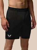 Back view of black Adapt Training Shorts showing elastic waistband and right rear Aertek branding