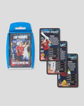 Top Trumps Specials England Women Icons card set with blue case and spread cards