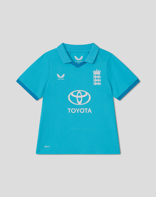Blue infant ODI short sleeve shirt featuring the Three Lions embroidery and Toyota sponsor logo