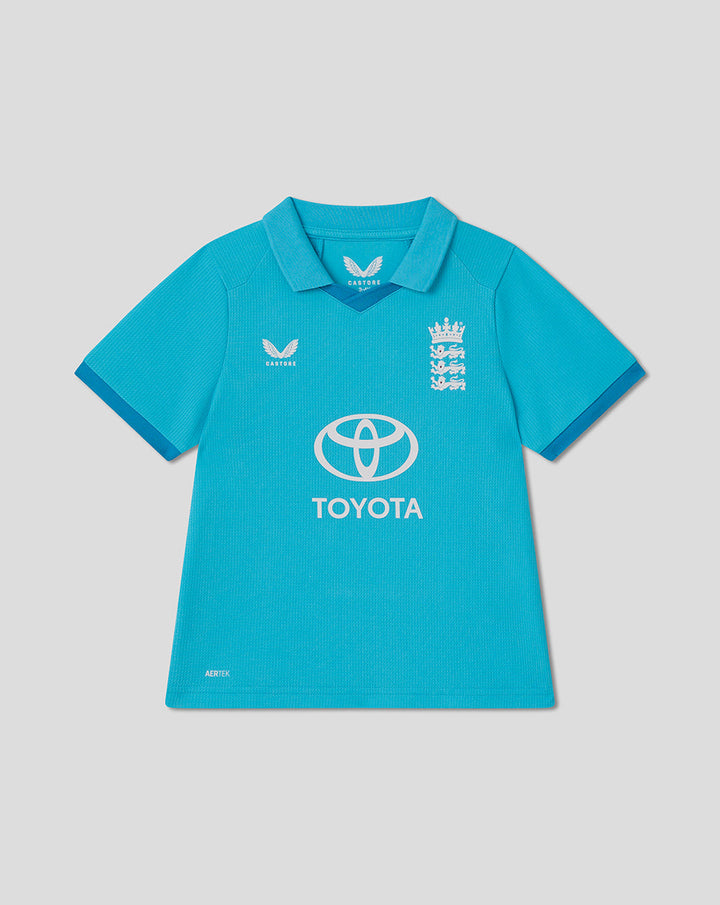Blue infant ODI short sleeve shirt featuring the Three Lions embroidery and Toyota sponsor logo