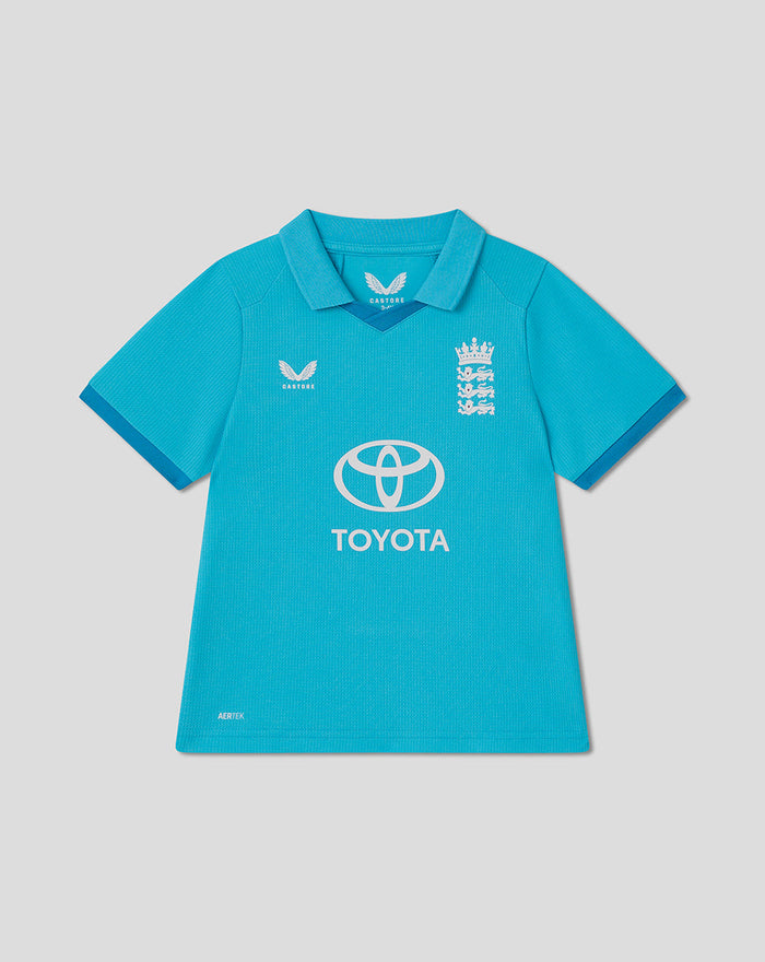 Blue infant ODI short sleeve shirt featuring the Three Lions embroidery and Toyota sponsor logo