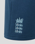 Junior Adapt fleece shorts in Ensign Blue with navy three lions crest on the leg