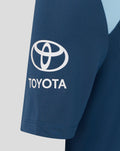 Blue junior training shirt sleeve with white Toyota logo