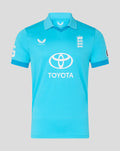 Blue ODI Pro short sleeve cricket shirt with England Three Lions crest and Toyota sponsor.