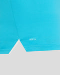 Close-up of blue ODI Pro short sleeve shirt hem with AERTEK branding.