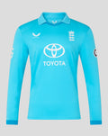 Blue long sleeve ODI Pro cricket shirt featuring the England crest and Toyota sponsor.