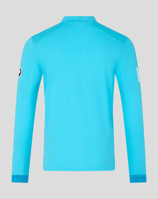 Back view of Mens 26/27 ODI Long Sleeve Shirt in Blue with textured fabric