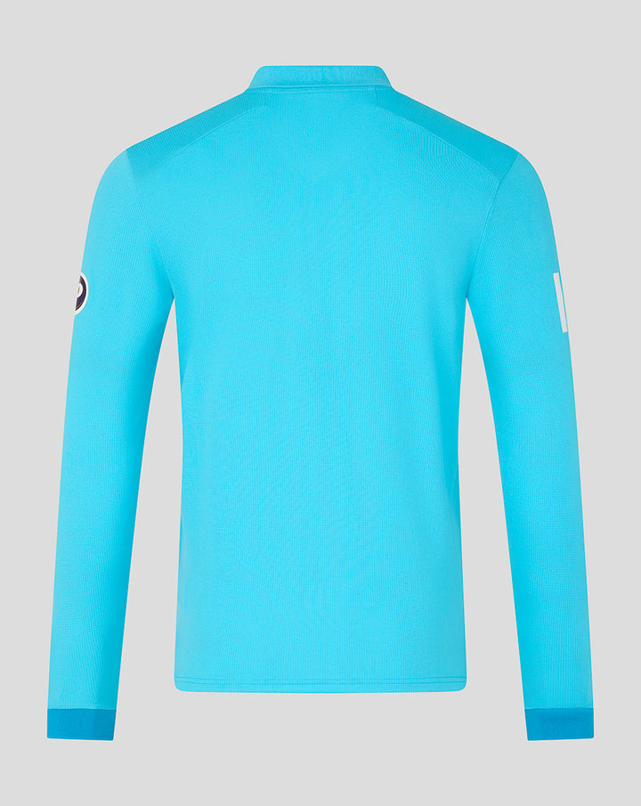 Back view of Mens 26/27 ODI Long Sleeve Shirt in Blue with textured fabric