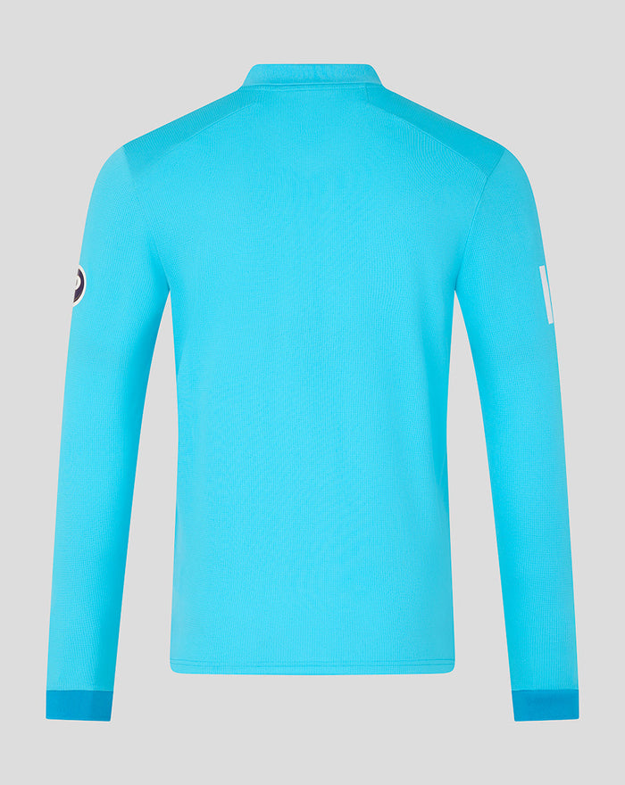 Back view of Mens 26/27 ODI Long Sleeve Shirt in Blue with textured fabric