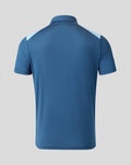 Back view of blue training polo with light blue shoulder panels