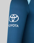 Blue training midlayer sleeve with white Toyota logo.