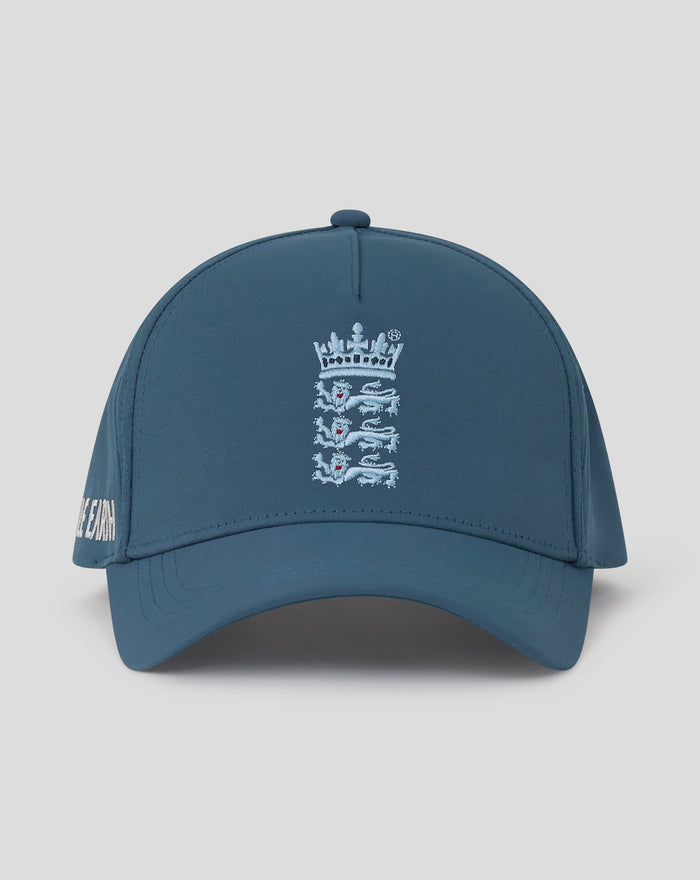 Blue unisex training cap with curved peak and embroidered Three Lions badge on the front panel