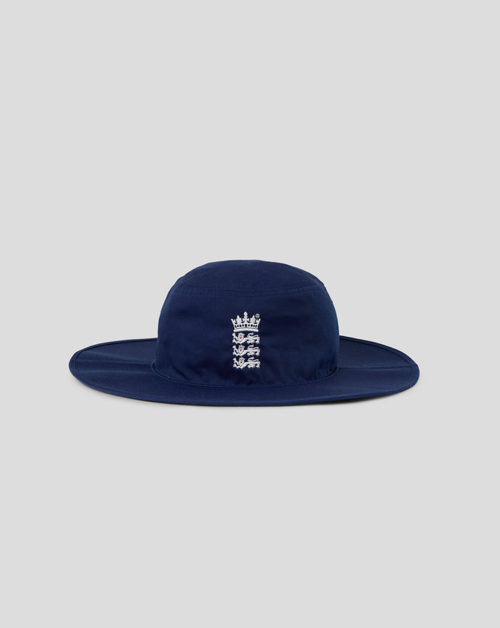 Rear view of navy T20 brim hat with England crest embroidery