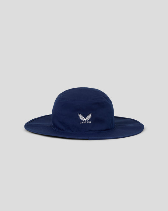 Navy T20 brim hat featuring large white England crest on front and Castore branding