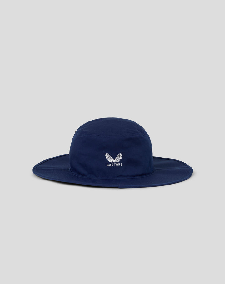Navy T20 brim hat featuring large white England crest on front and Castore branding