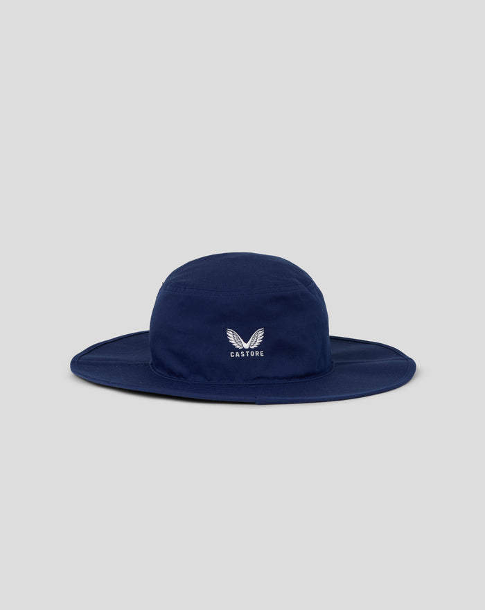 Navy T20 brim hat featuring large white England crest on front and Castore branding