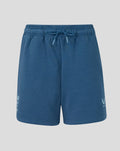 Ensign blue Travel adapt fleece shorts with drawstring waist, navy Three Lions crest on the leg and Toyota branding.