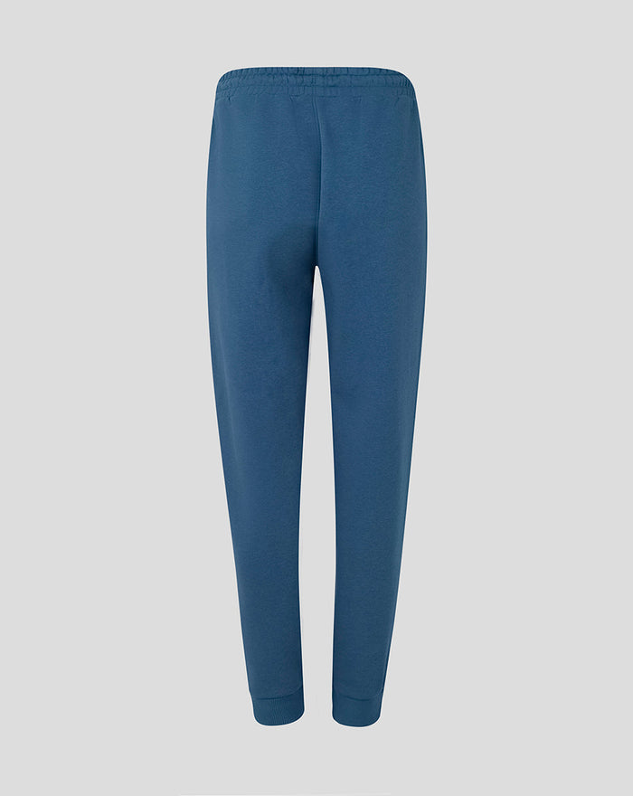 Back view of women's Ensign Blue Travel Adapt Fleece Joggers with elastic cuffs.
