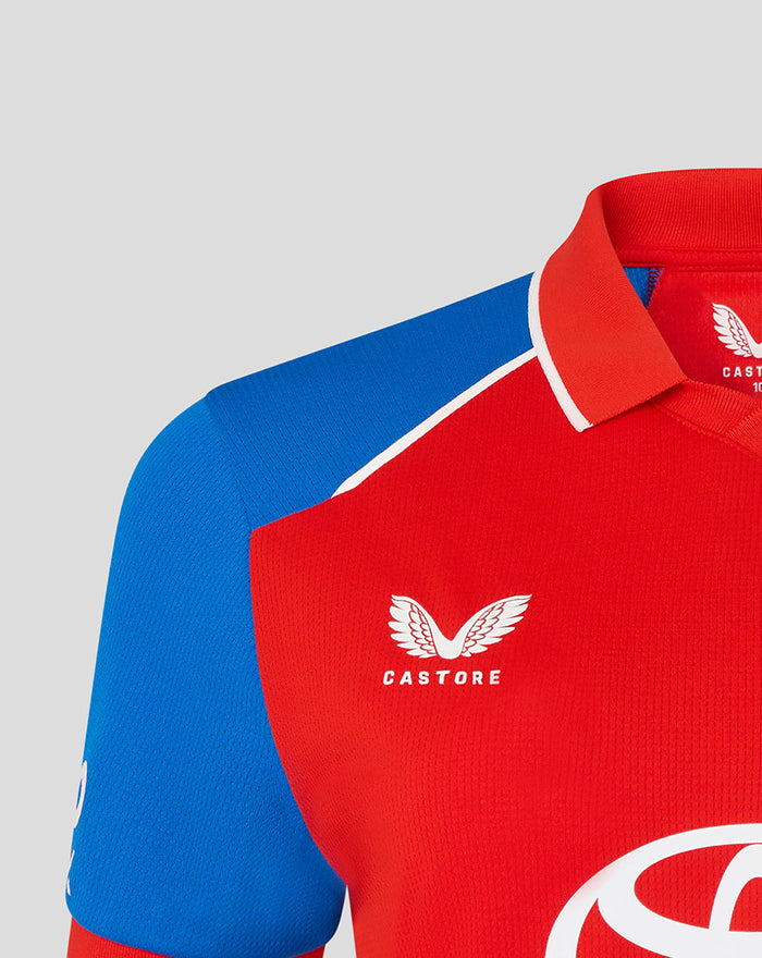 Red and blue jersey chest with Castore wing emblem