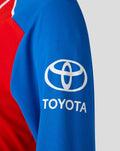 Blue sleeve close up showing the Toyota logo and TOYOTA wordmark on the shirt