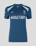 Front view of Womens 26/27 Training Short Sleeve T-Shirt in blue with England crest on the chest
