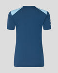 Back view of Womens 26/27 Training Short Sleeve T-Shirt in blue with light blue shoulder panels