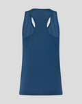 Back view of Ensign Blue womens training racer back top with mesh panels for ventilation.