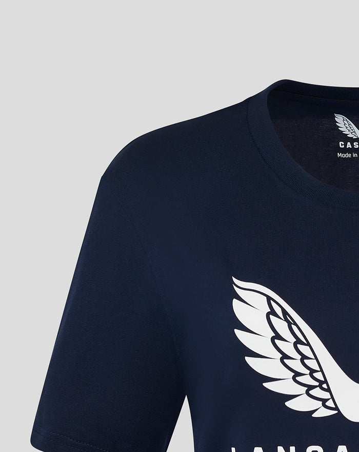 Navy Lancashire Large Logo Tee with a large white wing graphic on the front