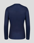 Back view of women's peacoat navy long sleeve performance T-shirt.