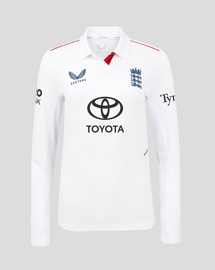 White England Cricket polo shirt with crest on the left chest and Toyota sponsor across the front
