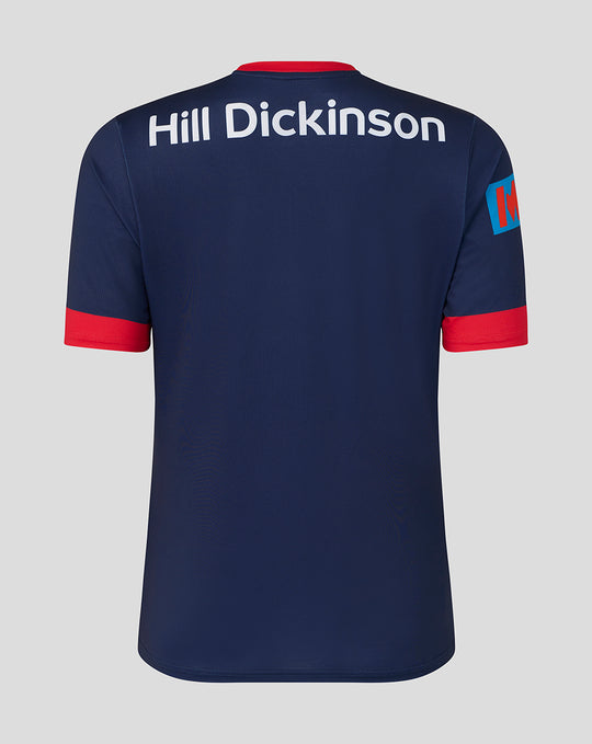 Back view of navy Peacoat One Day jersey with Hill Dickinson sponsor across the upper back.