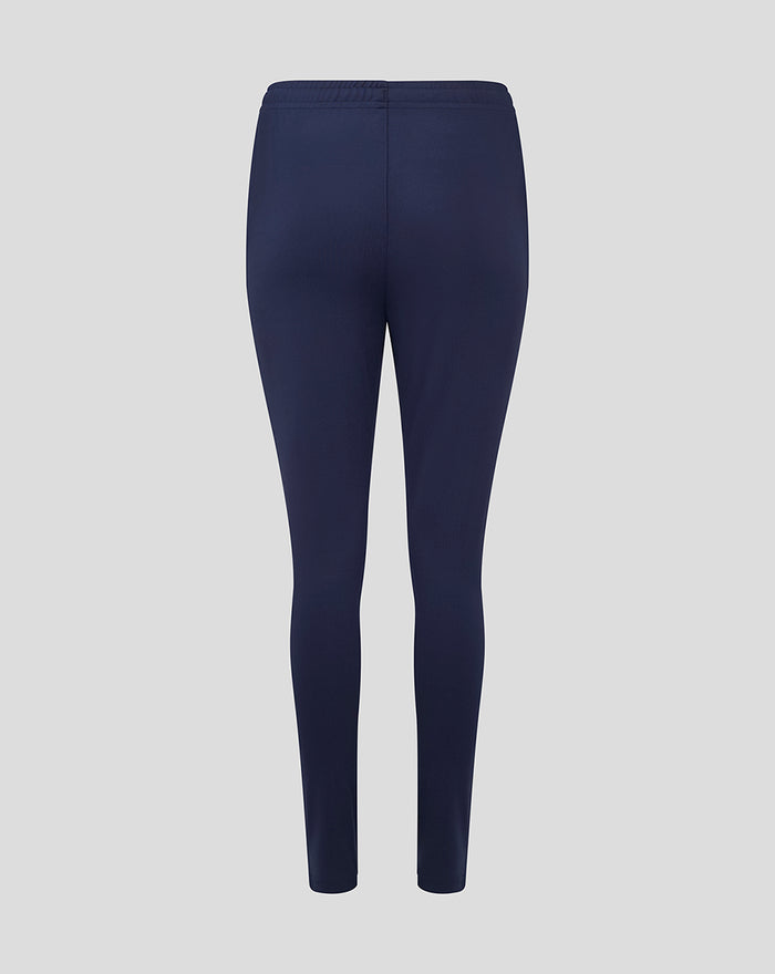 Back view of navy Womens Lancashire Slim Fit Pant with elastic waistband