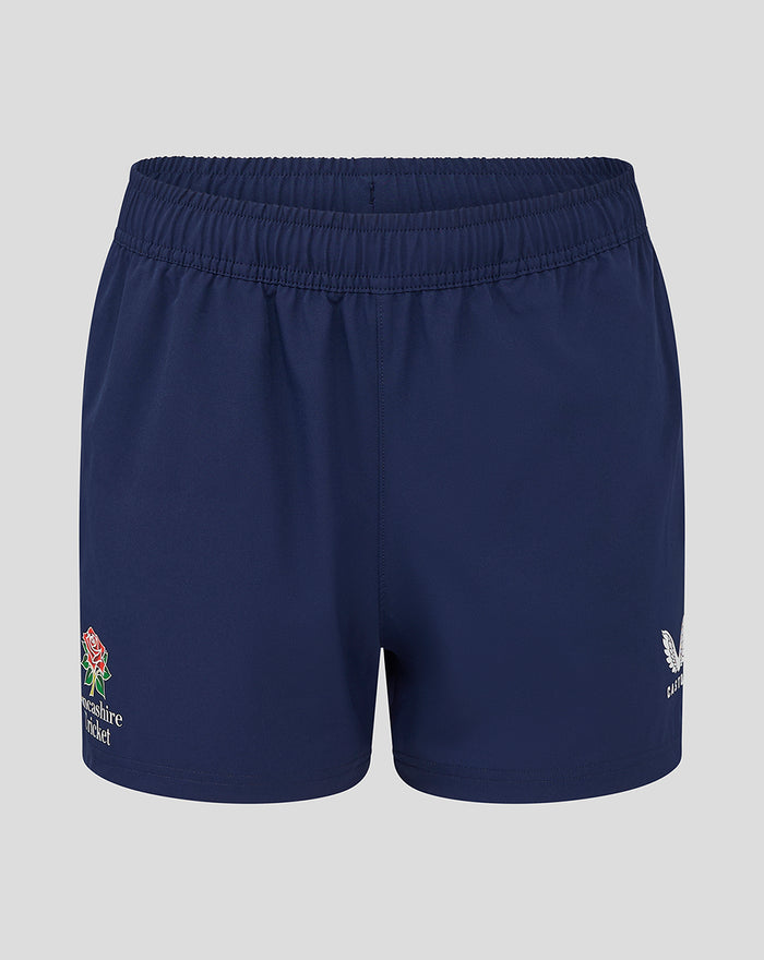 Navy Lancashire Woven Training Short with zip pockets and crest on the leg