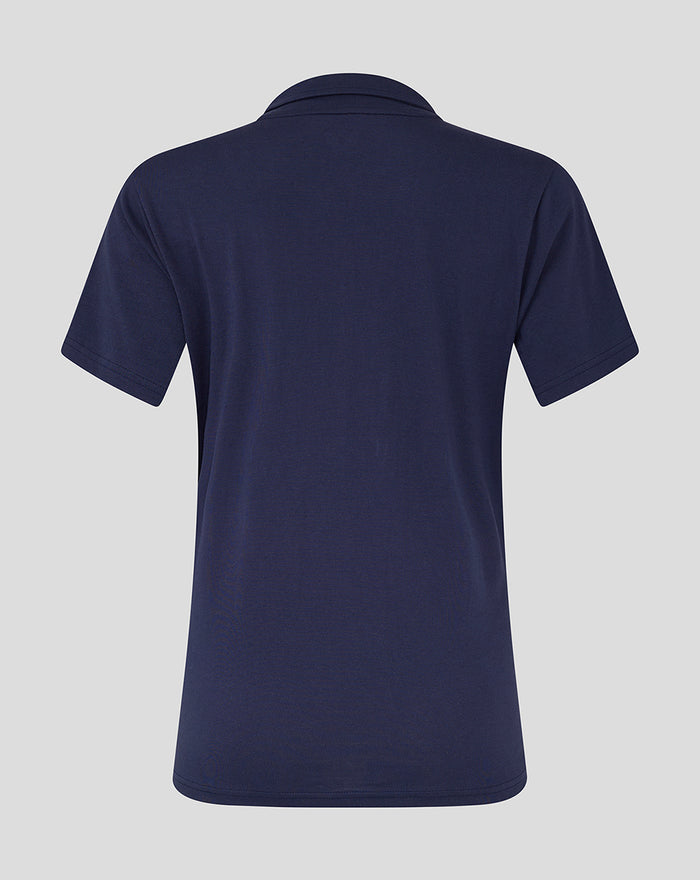 Back view of navy womens Lancashire Cotton Tee with short sleeves