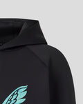Turquoise wing graphic on the front of a black Junior Ashes Pro Lock Up Logo Hoodie