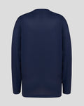 Back view of navy Peacoat Junior 26/27 long sleeve performance T-shirt with subtle textured fabric