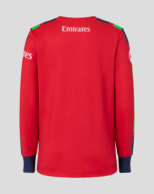 Back view of red Junior 26/27 T20 Sweatshirt with Emirates text across the upper back.