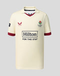 Cream County Champs short sleeve jersey featuring maroon trim, Red Rose crest and Hilton sponsor.