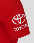 Red jersey sleeve with white Toyota logo and branding on the cuff area