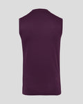 Back view of a plain deep purple sleeveless training vest