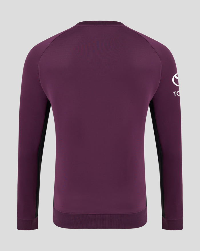 Back view of burgundy training sweatshirt with no visible branding