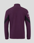 Back view of the blackberry England Cricket Anthem Jacket with burgundy body and black sleeve panels.