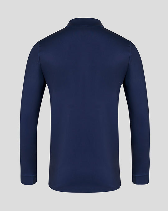 Back view of navy 26/27 performance quarter zip in Peacoat with a clean solid back and long sleeves.
