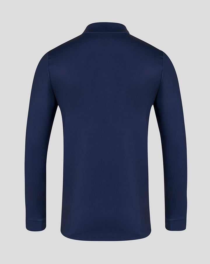Back view of navy 26/27 performance quarter zip in Peacoat with a clean solid back and long sleeves.