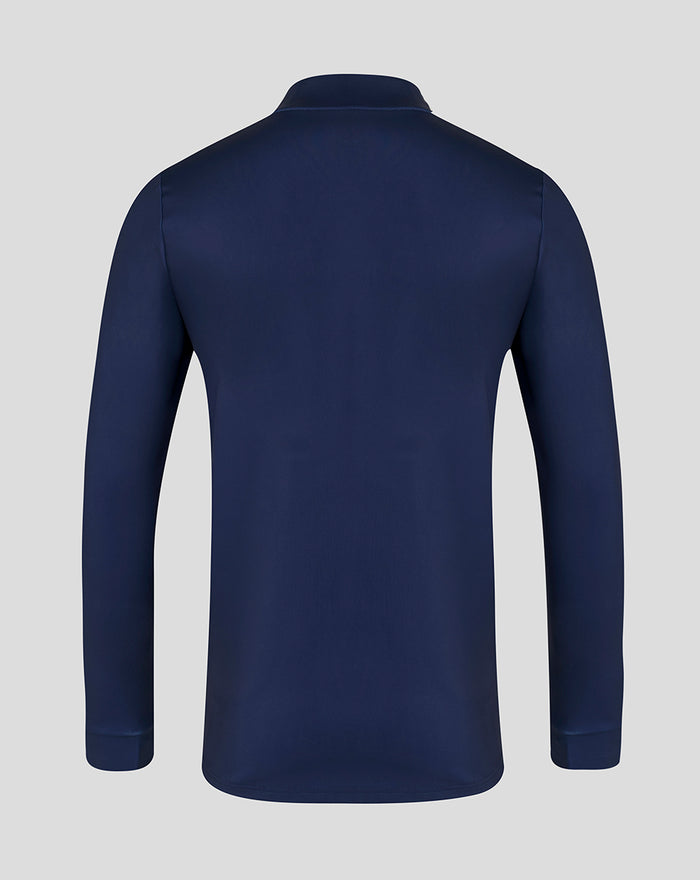 Back view of navy 26/27 performance quarter zip in Peacoat with a clean solid back and long sleeves.