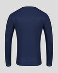 Back view of navy long sleeve training top with plain smooth fabric.