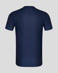 Back view of navy Peacoat men's short sleeve performance T-shirt with a smooth athletic fabric