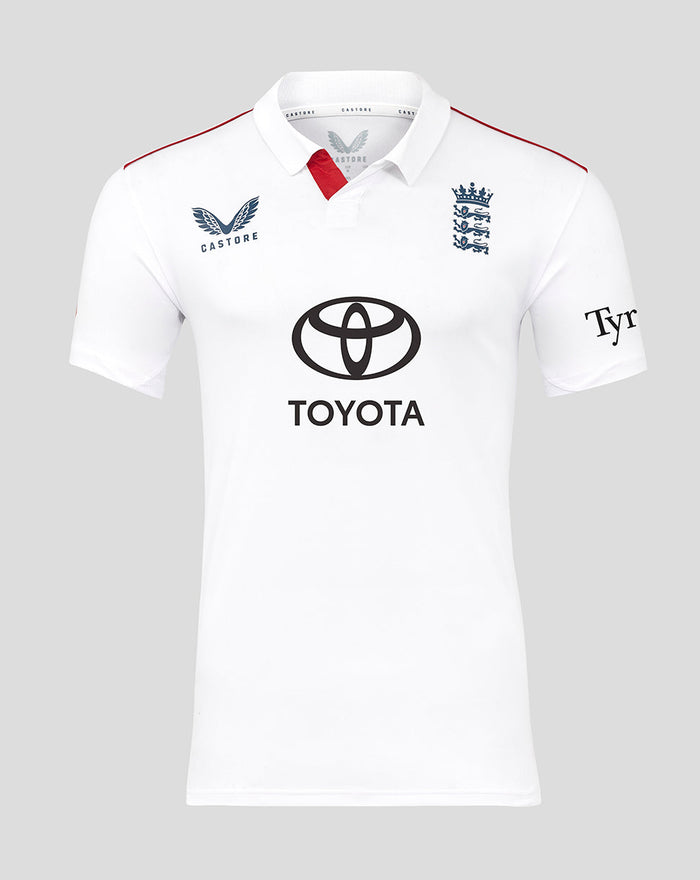 White England Test polo shirt with crest and Toyota logo on the chest