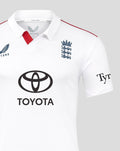 White England Test cricket shirt with navy crest and Toyota sponsor