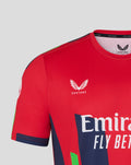 Red T20 jersey with Lancashire Lightning crest on the chest and Emirates branding across the midsection.